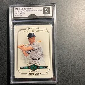 Mantle Topps Museum Collection Baseball Card - Green- Graded 9